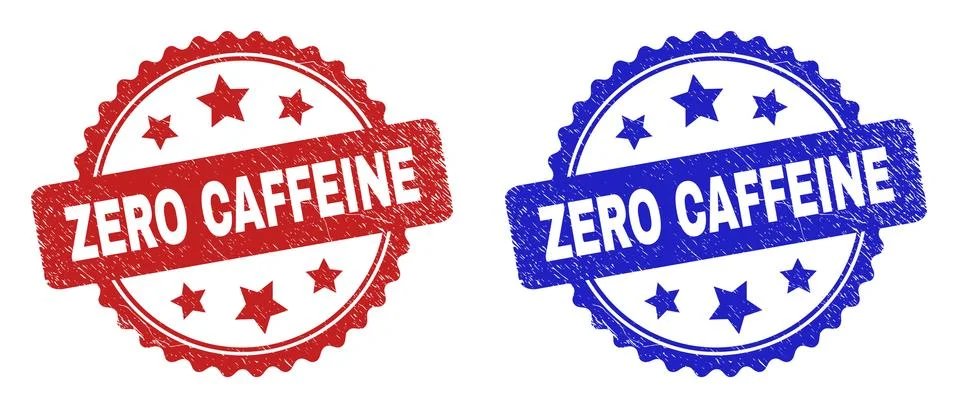 ZERO CAFFEINE Rosette Stamps with Scratched Texture Stock Illustration