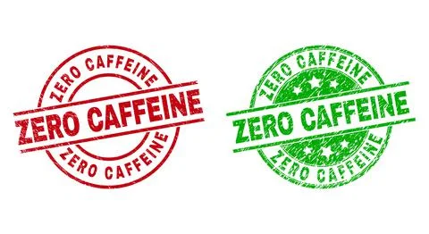 ZERO CAFFEINE Round Badges Using Grunge Texture Stock-Illustration