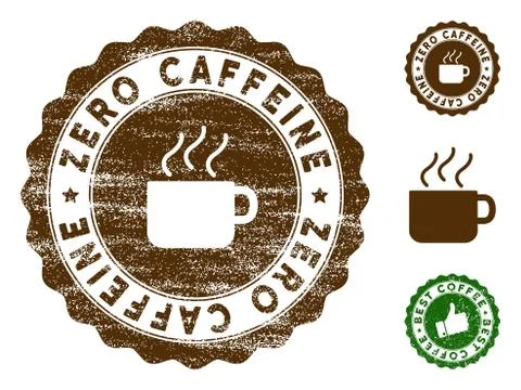 Zero Caffeine Stamp Seal with Grungy Surface Stock-Illustration