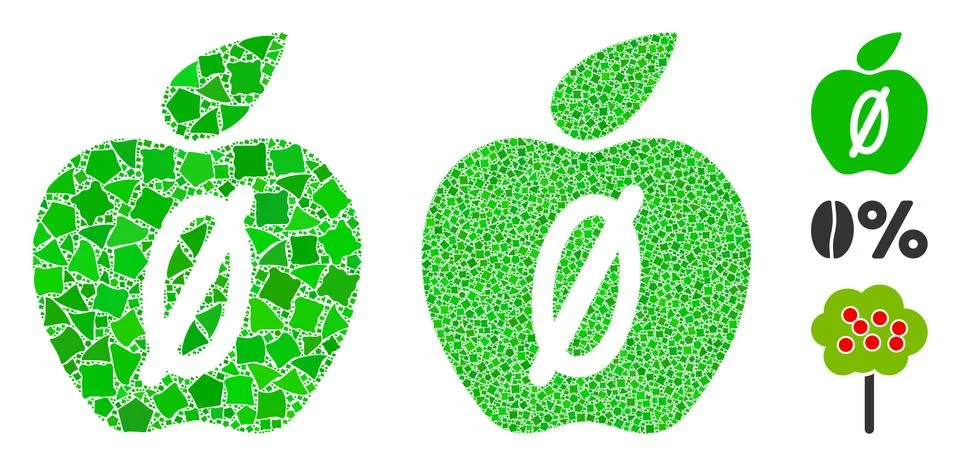 Zero calories apple Composition Icon of Abrupt Items Illustrazione stock