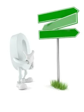 Zero character with blank signpost Stock Illustration