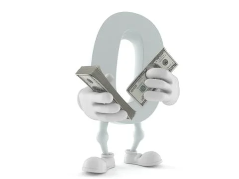 Zero character counting money Stock Illustration