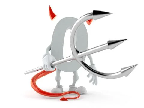 Zero character with devil horns and pitchfork Stock Illustration