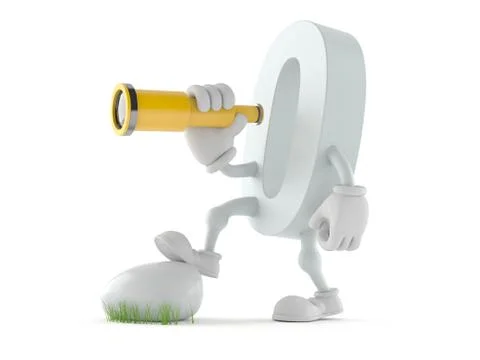 Zero character holding telescope Stock Illustration