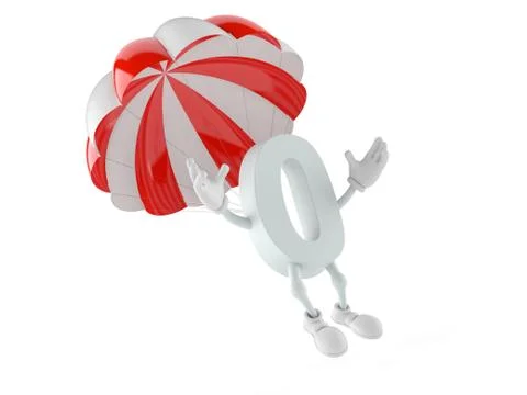 Zero character with parachute Stock Illustration