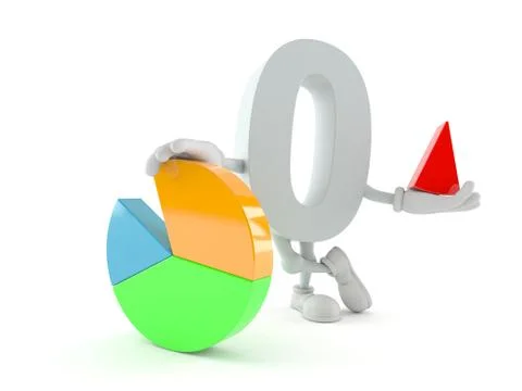 Zero character with pie chart Stock Illustration
