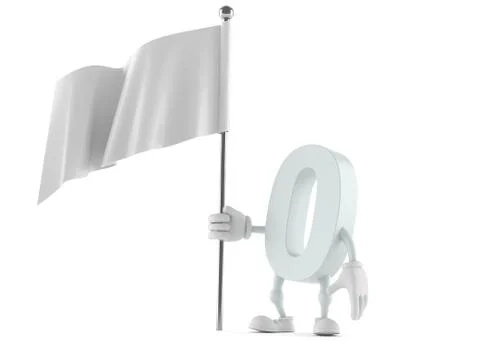 Zero character with white flag Ilustração Stock