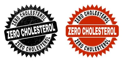 ZERO CHOLESTEROL Black Rosette Stamp Seal with Rubber Surface Stock Illustration