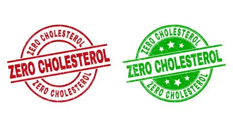 ZERO CHOLESTEROL Round Seals Using Scratched Surface Stock-Illustration