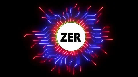 Zero circular neon futuristic design Illustrazione stock