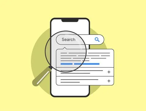 Zero click results driven by instant answer formats and featured snippet Stock Illustration