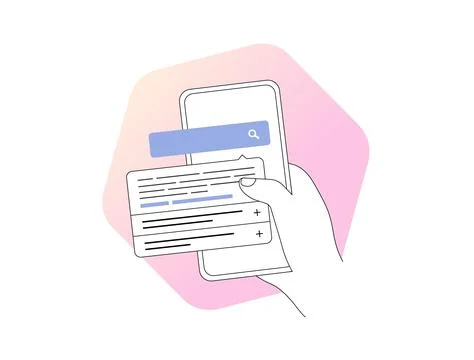 Zero click search - featured snippet on mobile phone with hand holding Stock Illustration