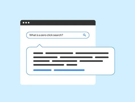 Zero Click Searches vector illustration. Get instant answers with search queries Stock Illustration