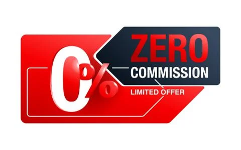 Zero commission 0 special offer banner template Stock Illustration