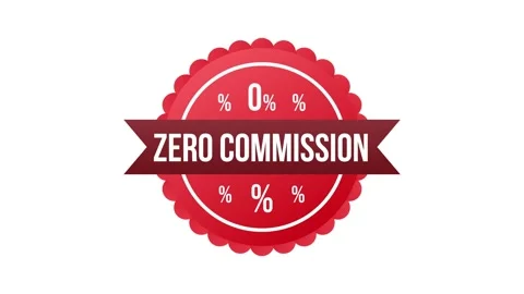 Zero commission. Design element. Red limited offer. Special offer badge. Motion Stock Footage 158847806
