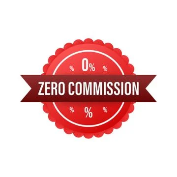 Zero commission. Design element. Red limited offer. Special offer badge. Vect Illustrazione stock