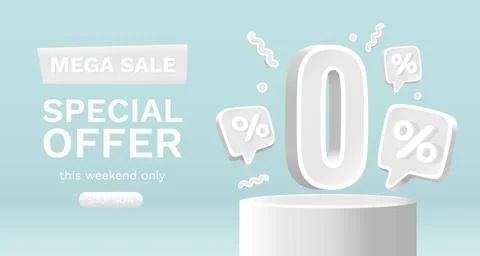 Zero commission, Limited offer, zero percent. Sign board promotion. Vector Stock Illustration