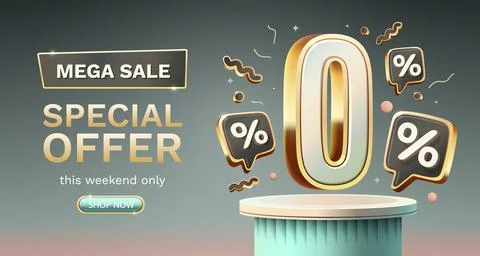 Zero commission, Limited offer, zero percent. Sign board promotion. Vector Stock Illustration