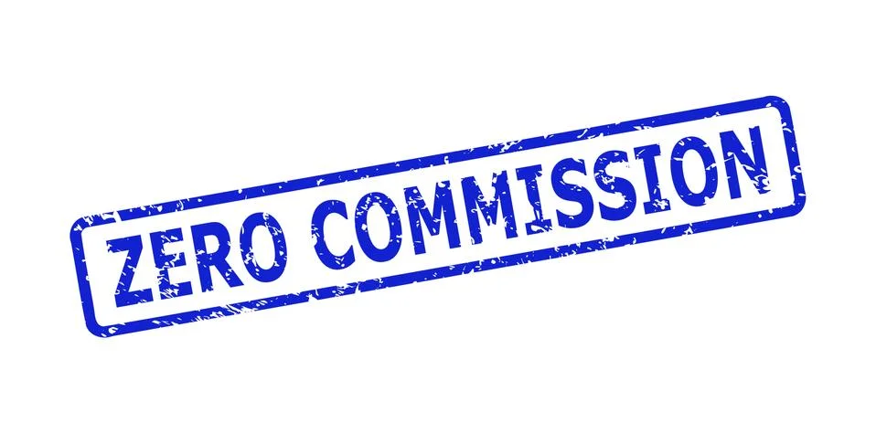 ZERO COMMISSION Seal with Rubber Surface and Rounded Rect Frame Stock Illustration