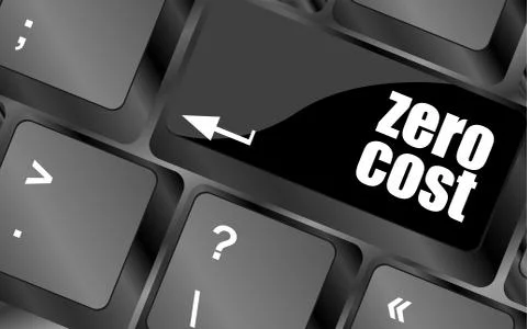 Zero cost button on computer keyboard key Stock Illustration