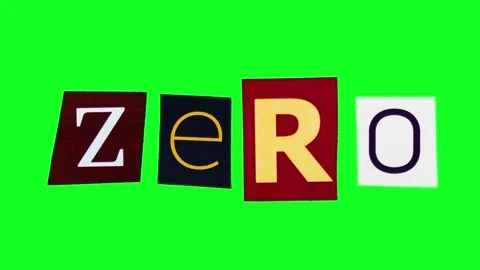 Zero Creative collage featuring vivid cutout letters and nostalgic design Video stock 343945156