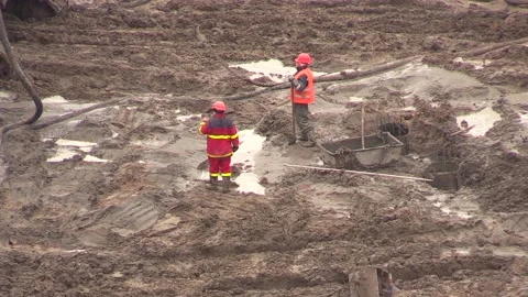 Zero-cycle workers make the foundation - 3 Stock Footage 147436609