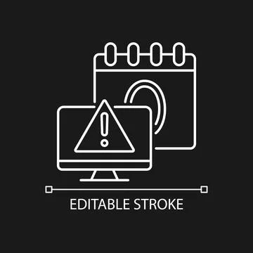 Zero day attack white linear icon for dark theme 库存插图