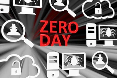 ZERO DAY concept blurred background 3d render illustration Stock Illustration
