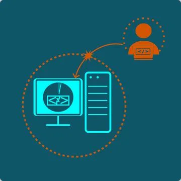 Zero Day Exploit A concealed attacker fires exploit code through a vulnerability Stock Illustration