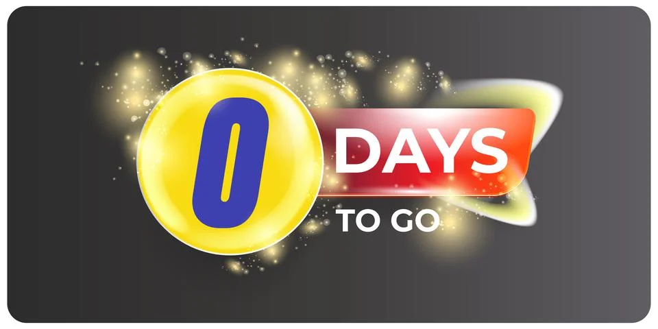 Zero days to go countdown modern grey horizontal banner design template with Stock Illustration