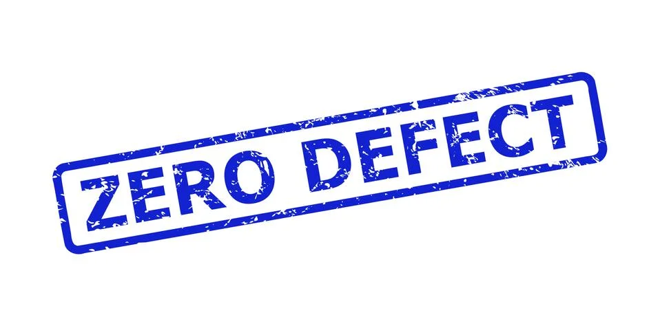 ZERO DEFECT Seal with Grunge Surface and Rounded Rectangle Frame Stock Illustration