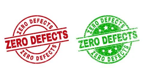 ZERO DEFECTS Round Stamps Using Scratched Texture Ilustração Stock