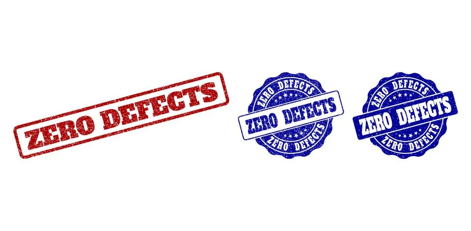 ZERO DEFECTS Scratched Stamp Seals Ilustração Stock