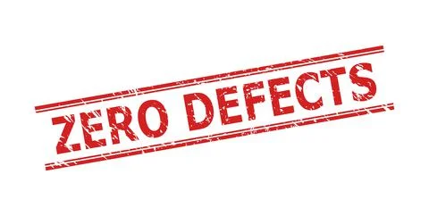 ZERO DEFECTS Stamp Seal with Scratched Texture and Double Parallel Lines Ilustração Stock