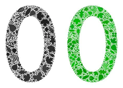 Zero Digit Icon Botany Composition of Floral Elements 스톡 일러스트