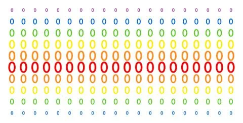 Zero Digit Shape Halftone Spectral Pattern Stock Illustration