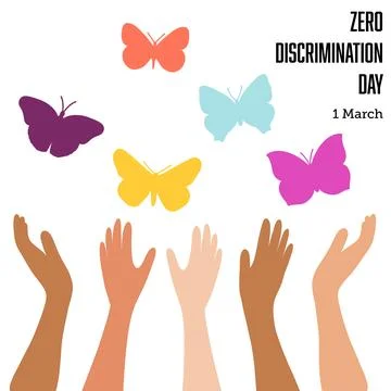 Zero discrimination day, March 1st. Concept of equal rights for people of d.. Stock Illustration