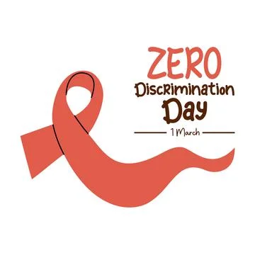 Zero discrimination day. Red ribbon. International holiday 1 march. Vector .. Stock Illustration