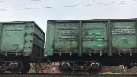 Zero emision cargo transportation on a railways Stock Footage 145365058