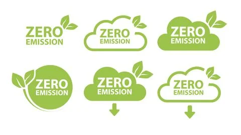 Zero Emission. Carbon neutral. Zero greenhouse gas emissions objective. Vector Stock Illustration