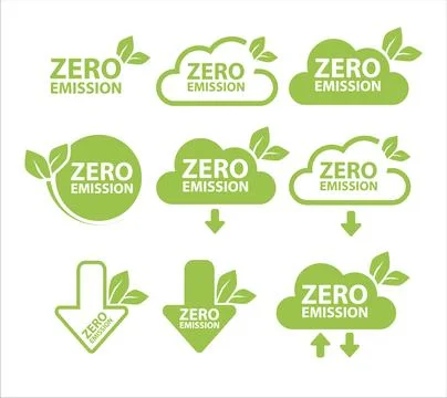 Zero Emission. Carbon neutral. Zero greenhouse gas emissions objective. Vector Stock Illustration