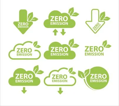Zero Emission. Carbon neutral. Zero greenhouse gas emissions objective. Vector Stock Illustration