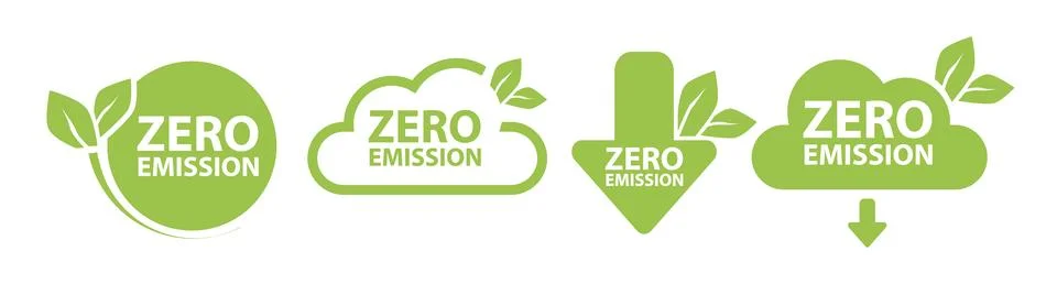 Zero Emission. Carbon neutral. Zero greenhouse gas emissions objective. Vector Stock Illustration