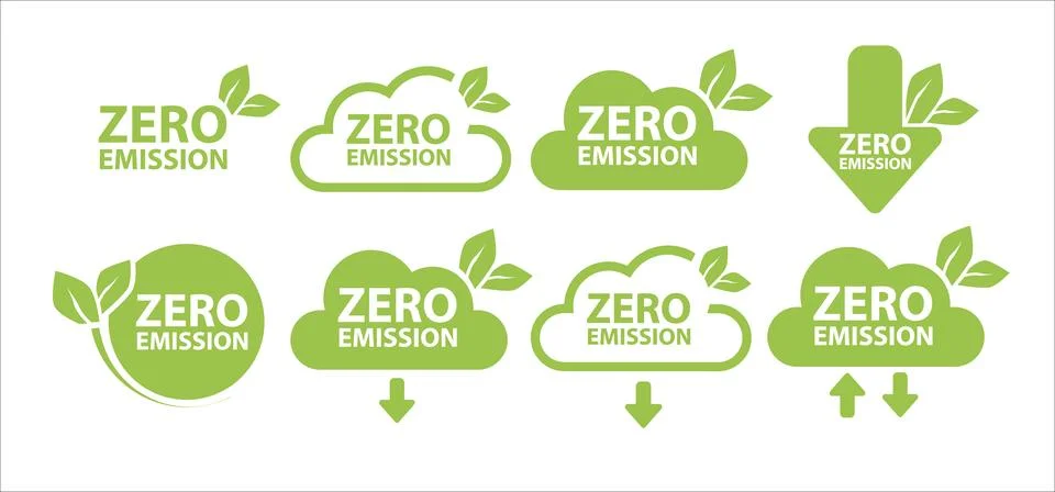 Zero Emission. Carbon neutral. Zero greenhouse gas emissions objective. Vector Stockillustratie