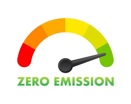 Zero Emission co2 Level Meter, measuring scale. Zero Emission co2 speedometer Stock Illustration