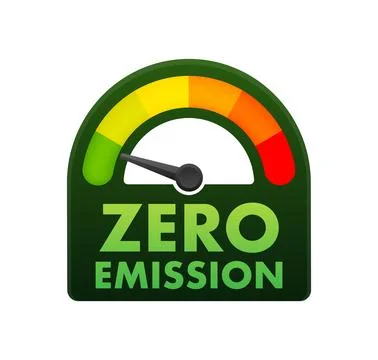Zero Emission co2 Level Meter, measuring scale. Zero Emission co2 speedometer Stock Illustration