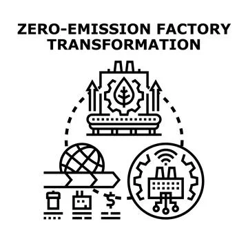 Zero emission factory transformation concept illustration Stock Illustration