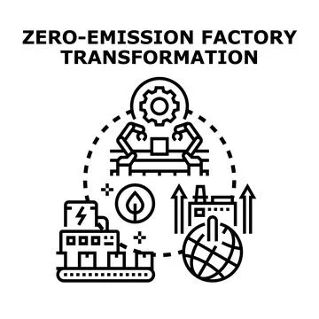 Zero emission factory transformation concept vector illustration Stock Illustration
