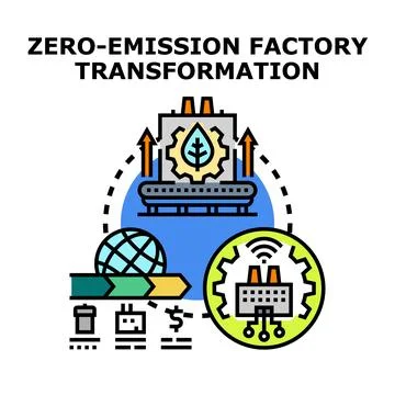 Zero emission factory transformation concept illustration Stock Illustration