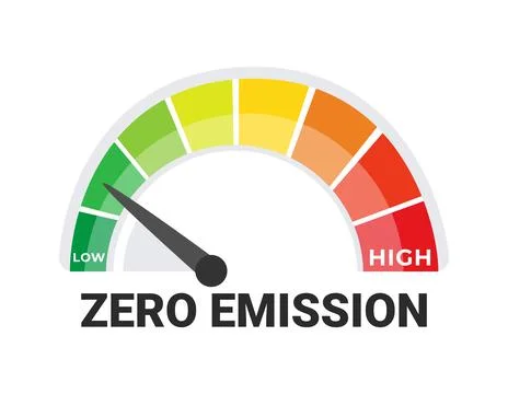 Zero Emission Indicator Gauge Vector Ecological Footprint and Sustainable Stock-Illustration